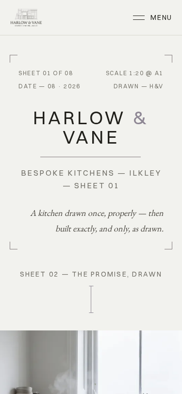 Harlow & Vane home page on a phone